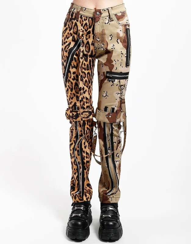 SPLIT LEG BONDAGE PANT LEOPARD AND SAND CAMO Soft Sweatpants Style