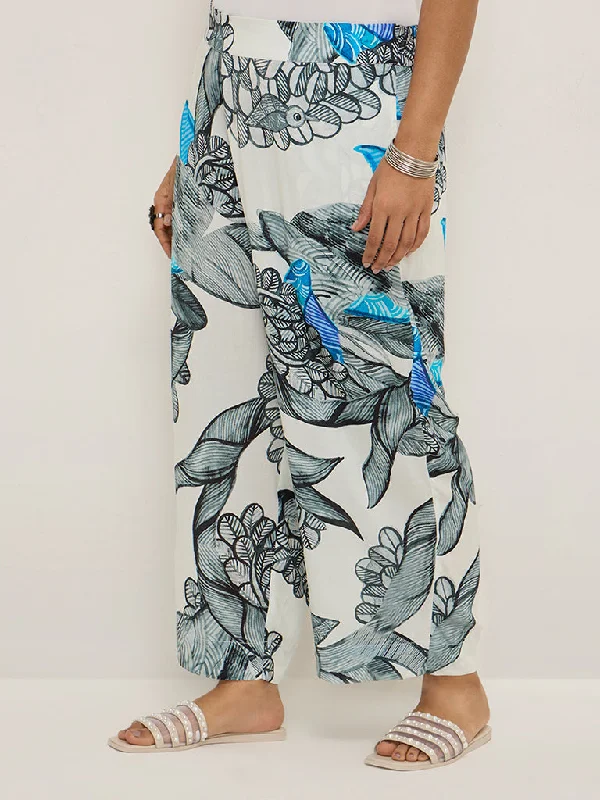 Diza White Gond Printed Ethnic Pants Classic Chino Pants