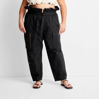 New - Women's High-Waisted Fold Over Cargo Pants - Future Collective with Jenny K. Lopez Black 26 Fashionable Tapered Leg Pants New - Women's High-Waisted Fold Over Cargo Pants - Future Collective with Jenny K. Lopez Black 26 Fashionable Tapered Leg Pants