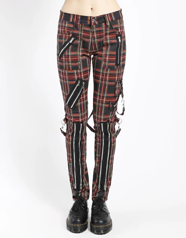 CLASSIC SLIM LEG BONDAGE PANT BLACK PLAID Chic Capri Pants