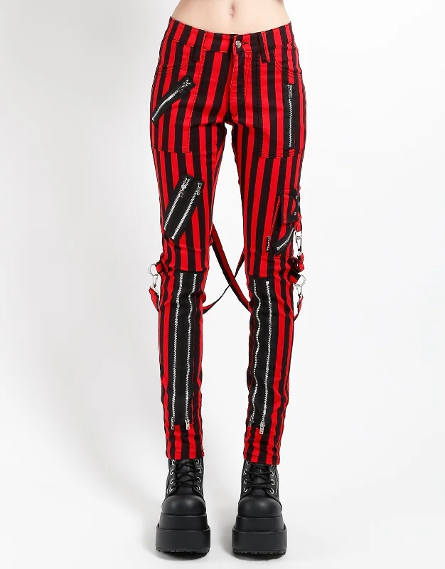CLASSIC SLIM LEG BONDAGE PANT MEDIUM BLK RED STRIPE Modern Skinny Pants