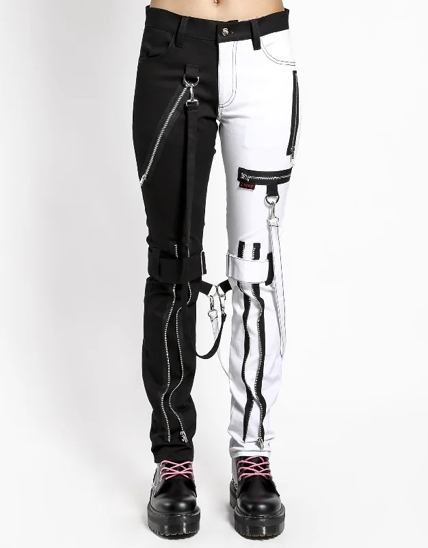 SPLIT LEG BONDAGE PANT WHITE Trendy Tapered Pants