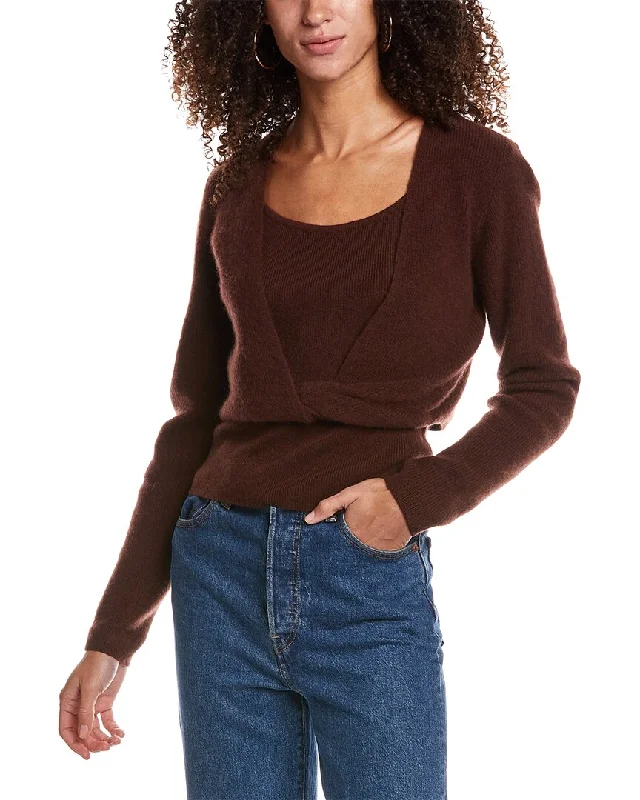 Design History Twofer Cashmere Sweater Faux Fur Fabric Real Fur Fabric Shearling Fabric