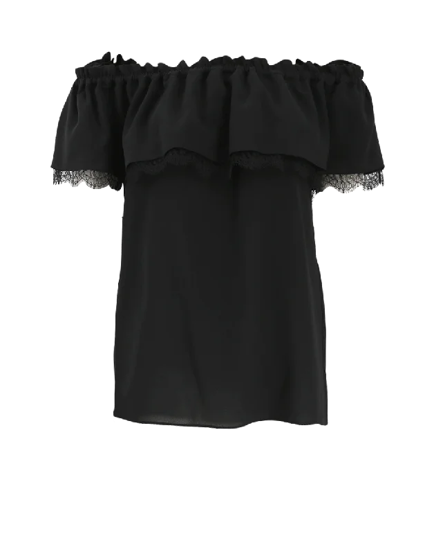 Off The Shoulder Lace Blouse Wrap Front Blouse