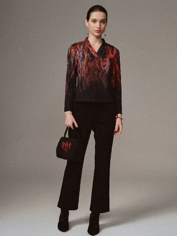 Wool Stretch Flared Pants Fashionable Sporty Pants
