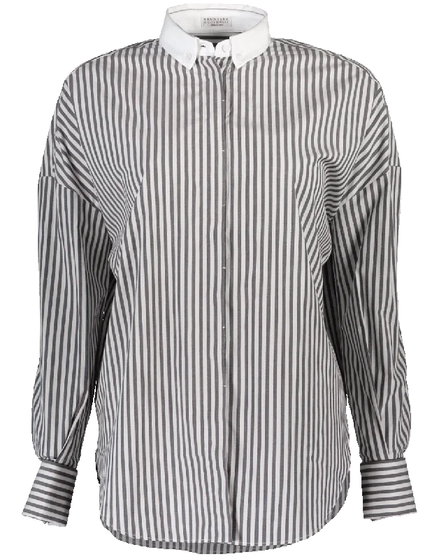 Boyfriend Fit Blouse Frilled Cuff Blouse