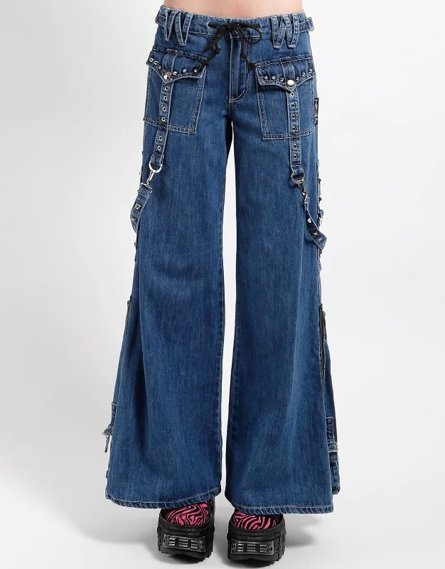 STUDDED POWER PANT BLUE DENIM Comfortable Denim Pants