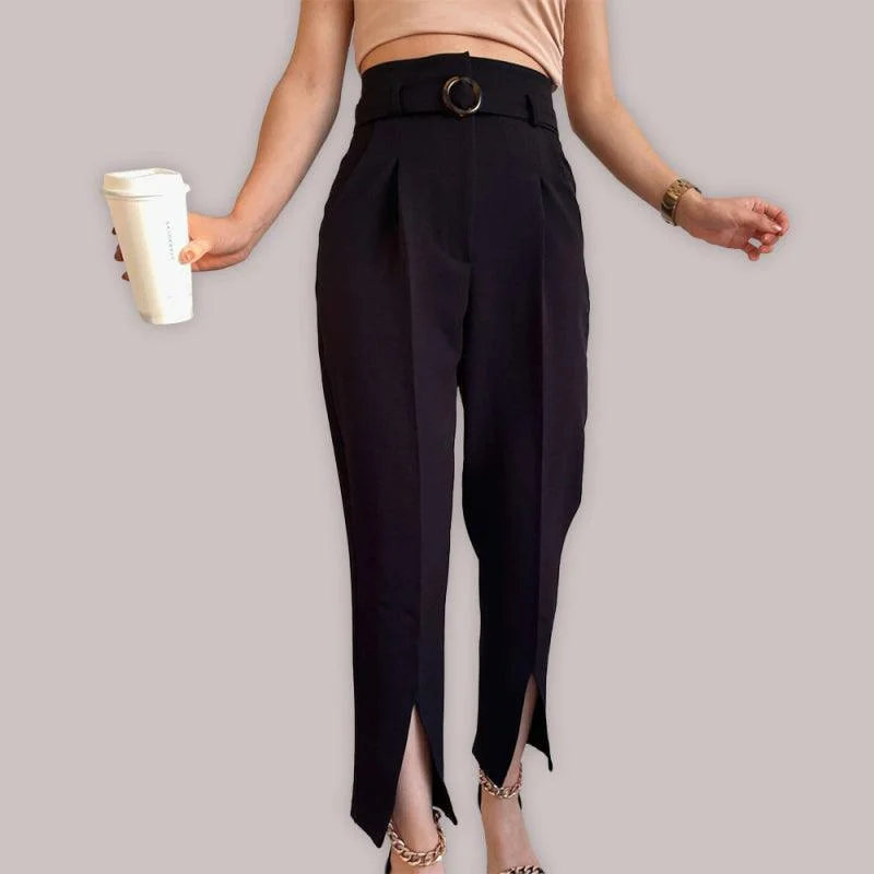 Stylish Front Pleated Women Pants Modern Bootcut Pants
