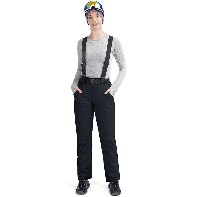 MARKERWAY Women’s Snow Pants With Belt Comfortable Denim Pants