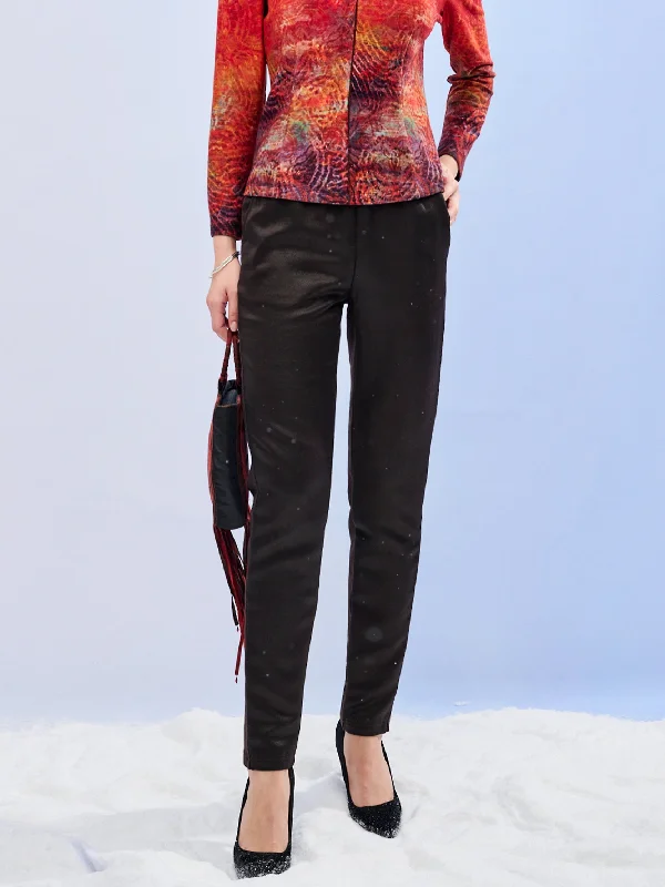 Mixed silk and wool TANGY SILK spliced twill cotton skinny pant Elegant Wool Trousers Mixed silk and wool TANGY SILK spliced twill cotton skinny pant Elegant Wool Trousers