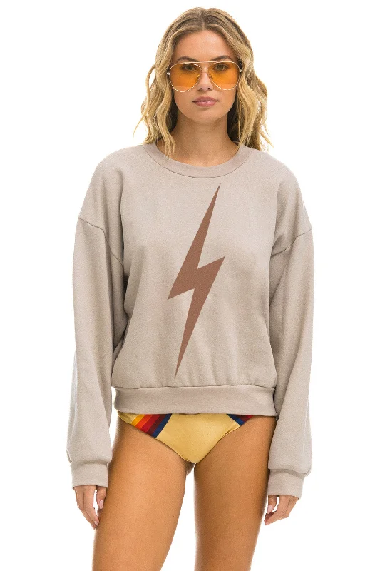 BOLT RELAXED CREW SWEATSHIRT - SAND // MOCHA Hoodie with Metallic Shiny Futuristic