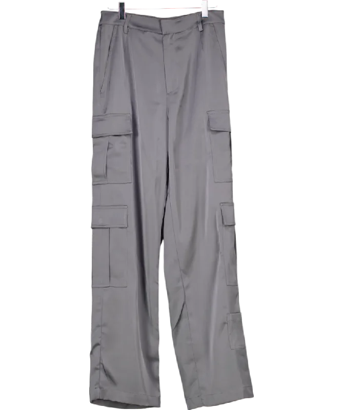 Cloeys Satin Cargo Pants Grey UK 8 Formal Stretch Pants