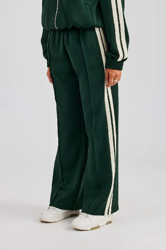 Taping Wide Leg Track Pant - Bottle Green Classic Straight Pants