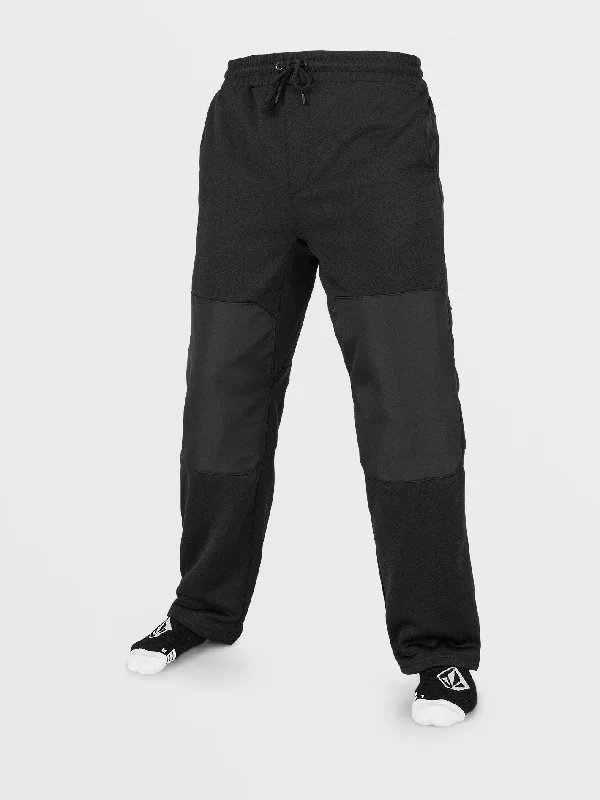 Mens Tech Fleece Pants - Black Elegant Palazzo Trousers
