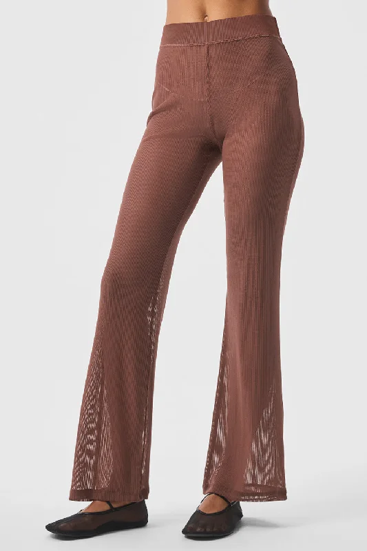 Striped Mesh Tropical Nights Flare Pant - Chestnut Cozy Maternity Pants