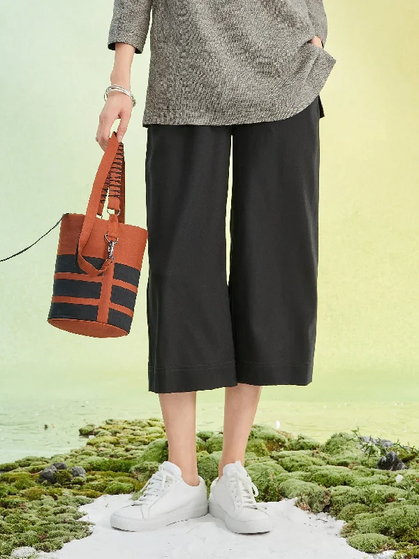 Elastic Gambiered Guangdong Silk Stretch Waist Cropped Wide-Leg Pants Formal Wide-Leg Pants Elastic Gambiered Guangdong Silk Stretch Waist Cropped Wide-Leg Pants Formal Wide-Leg Pants