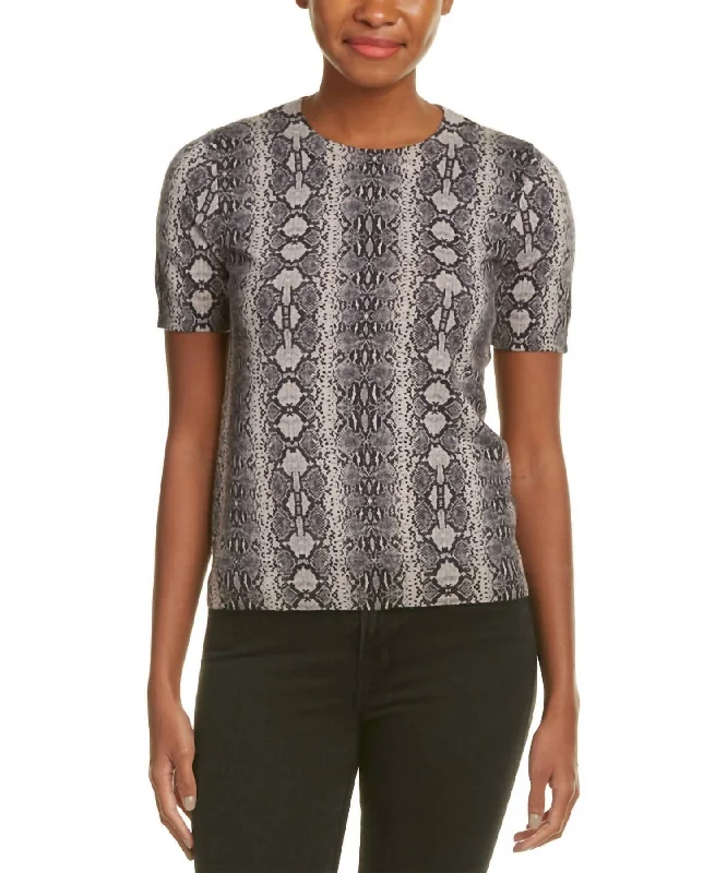 100% Wool Champagne Snake Print Sweater In Black/pink Solid Print Embellished