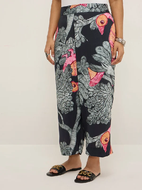 Diza Black Gond Printed Ethnic Pants Comfortable Cargo Pants