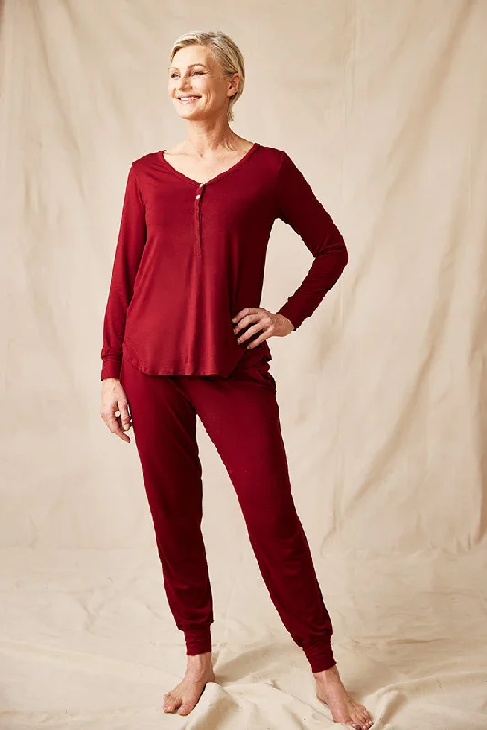 Henley Top + Harem Pant Relaxed High-Waist Trousers