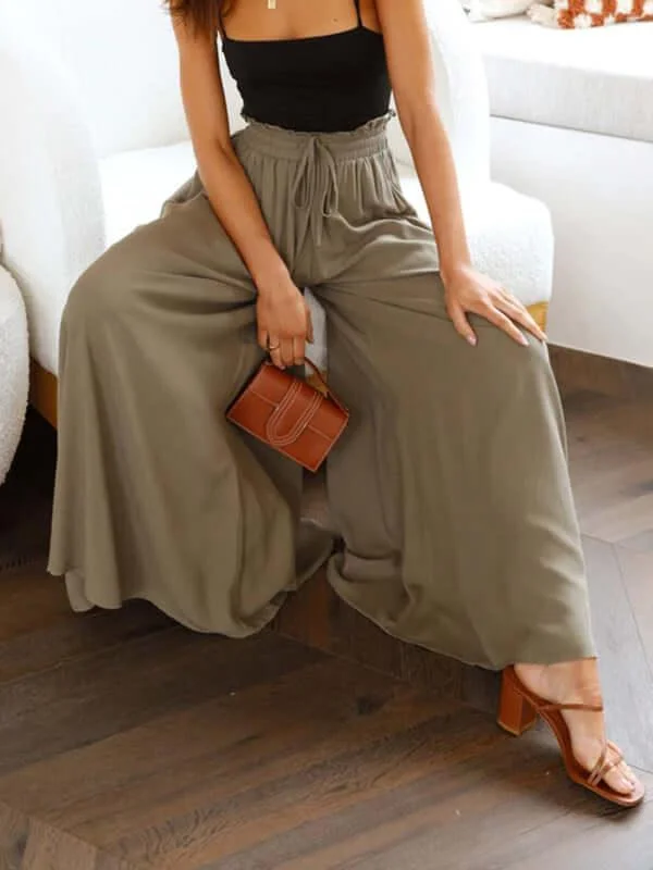 Casual Loose Wide Leg Women Pants Sleek Black Pants