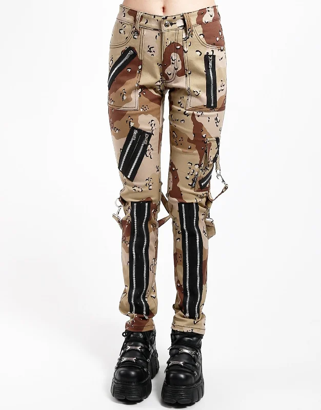 CLASSIC SLIM LEG SAND CAMO BONDAGE PANT Trendy Tapered Pants