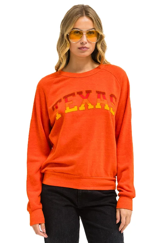 UNIVERSITY OF TEXAS CREW SWEATSHIRT - ORANGE Hoodie with Rolled Sleeves Casual Relaxed