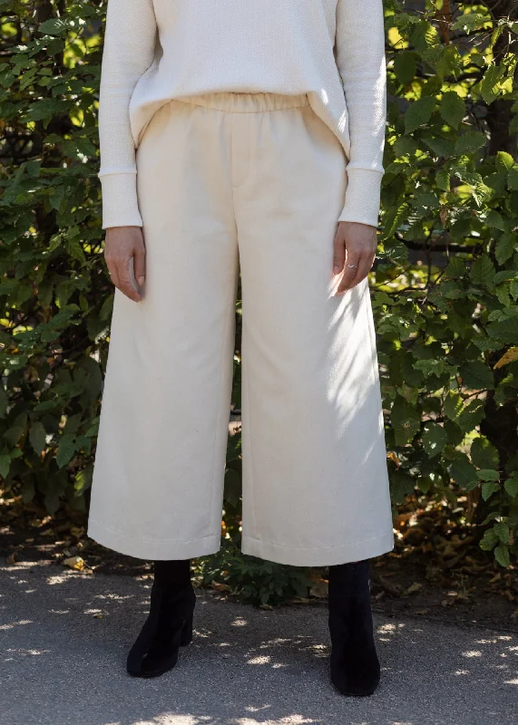 Triadic II – Wide-leg Pants in Ecru - 100% Cotton (organic) / 100 % Baumwolle (Bio) Chic Wool Trousers