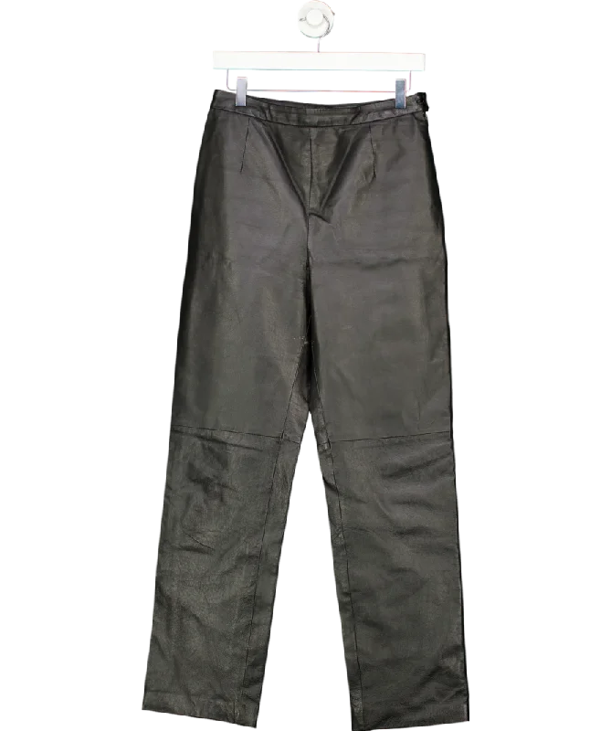 CLIO Leather Luxury Real Leather Pants Clio Black Pants UK 8 Formal Linen Trousers
