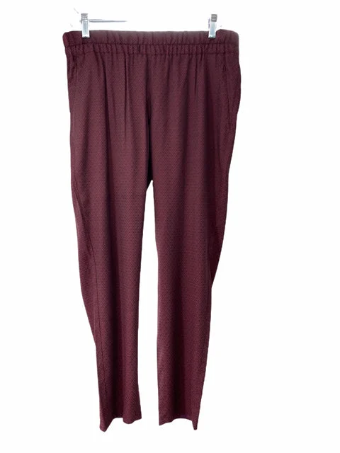 LOFT Size X-SMALL Dark Red Print Polyester Blend PANTS Cozy Jogger Leggings