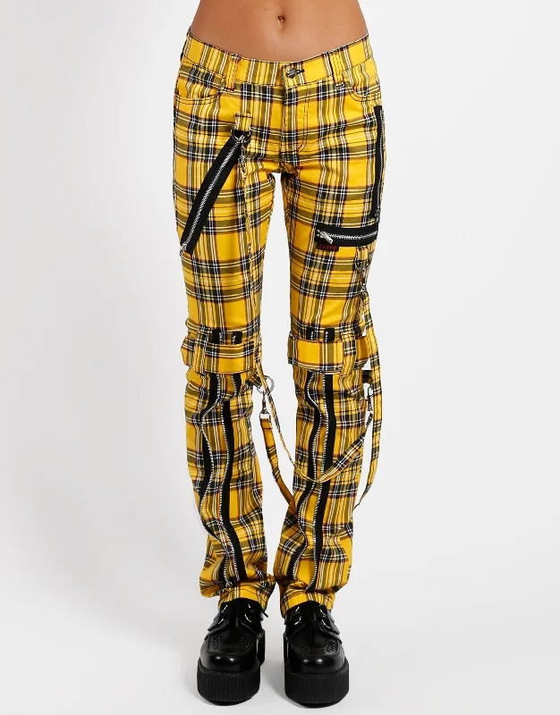BONDAGE PANT YELLOW PLAID Chic Slim Fit Pants
