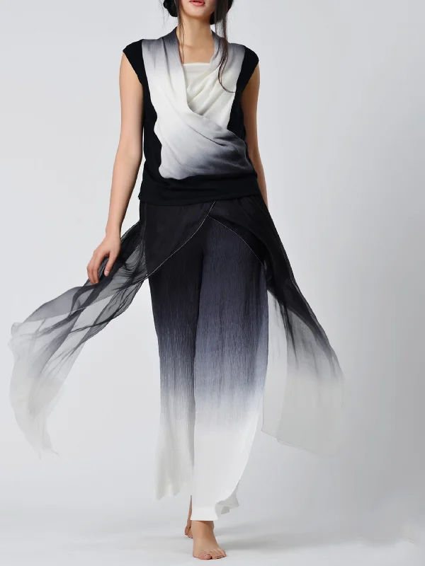 Double Layer Dyed-pants Comfortable Wide-Leg Pants