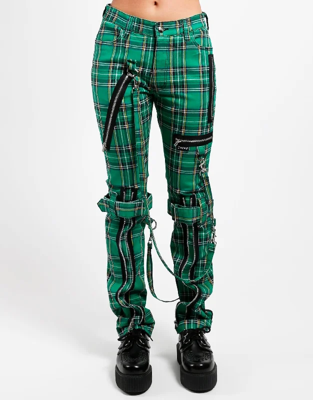 BONDAGE PANT GREEN PLAID Chic Capri Pants