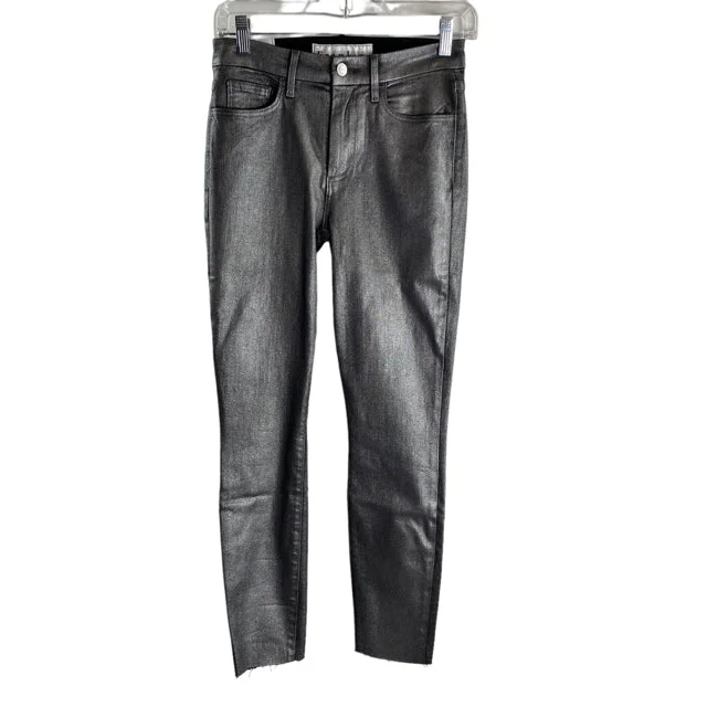 FRANK & EILEEN Size 25 Silver Skinny Metallic PANTS Comfortable Maternity Pants