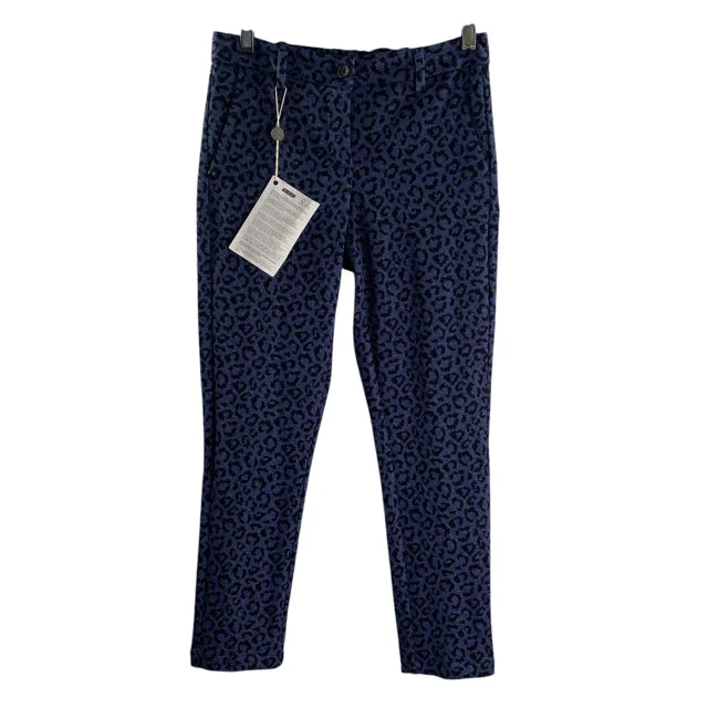 WHITE SAND Size 38 Blue/Black Animal Metallic NWT PANTS Lightweight Jogger Pants