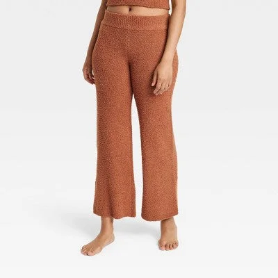 New - Women's Cozy Yarn Wide Leg Pants - Stars Above Brown XL Chic Wool Trousers