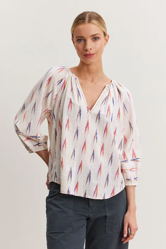IKAT WEAVE BLOUSE Mandarin Collar Blouse