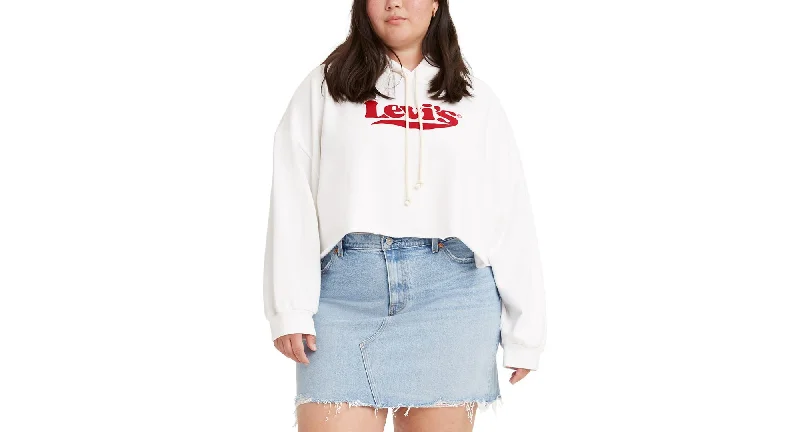 Levis Trendy Plus Cropped Puffed Logo Hoodie Hoodie with Pocket Utility Practical
