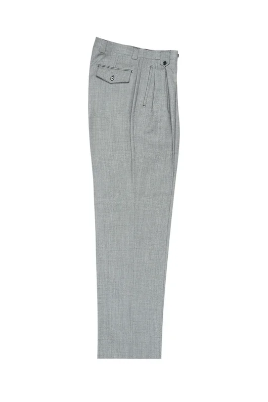 Tiglio Luxe Light Gray Birdseye Wide Leg, Pure Wool Dress Pants 2576 TIG1018 Classic Straight-Leg Pants