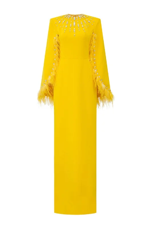 ALLISON CREPE CAPE SLEEVE MAXI DRESS Comfortable Satin Maxi Dress