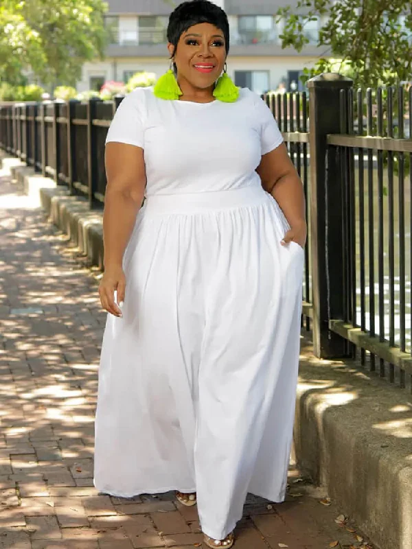 Short Sleeve Solid Bodycon Maxi Dresses Fashionable High-Low Maxi Dress
