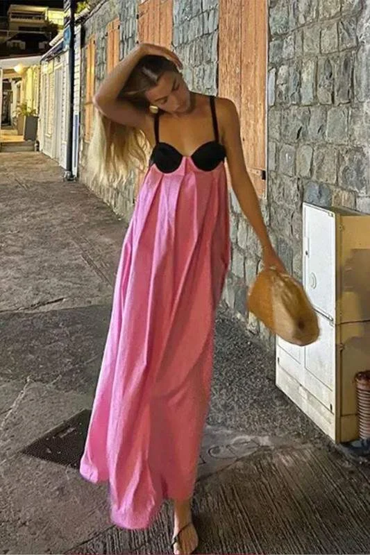 BACKLESS MULTICOLOR MAXI DRESS Cozy Maxi Dress with Slit