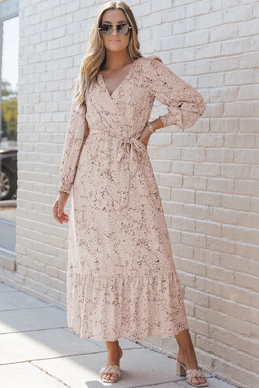 Blue Zone Planet | Sky Blue Printed Surplice Neck Bubble Sleeve Maxi Dress with Sash Chic Button-Up Maxi Dress Blue Zone Planet | Sky Blue Printed Surplice Neck Bubble Sleeve Maxi Dress with Sash Chic Button-Up Maxi Dress