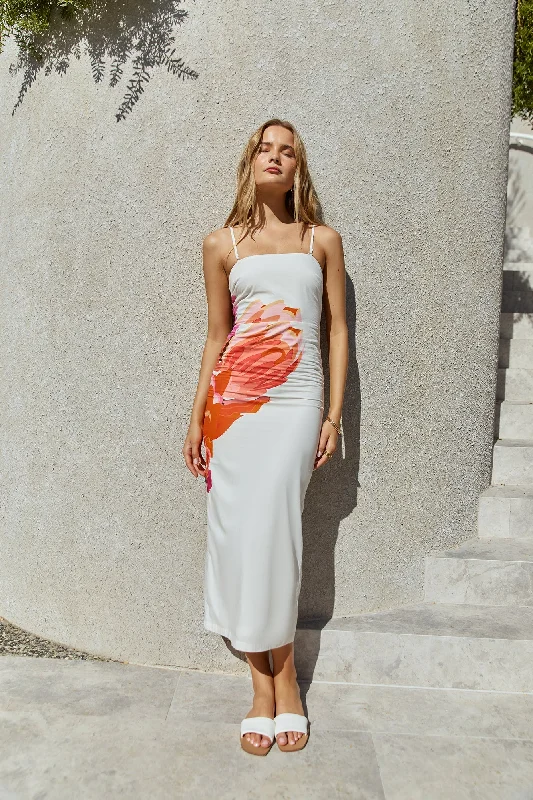 Bouquet Blooms Maxi Dress Orange Chic Off-Shoulder Maxi Dress