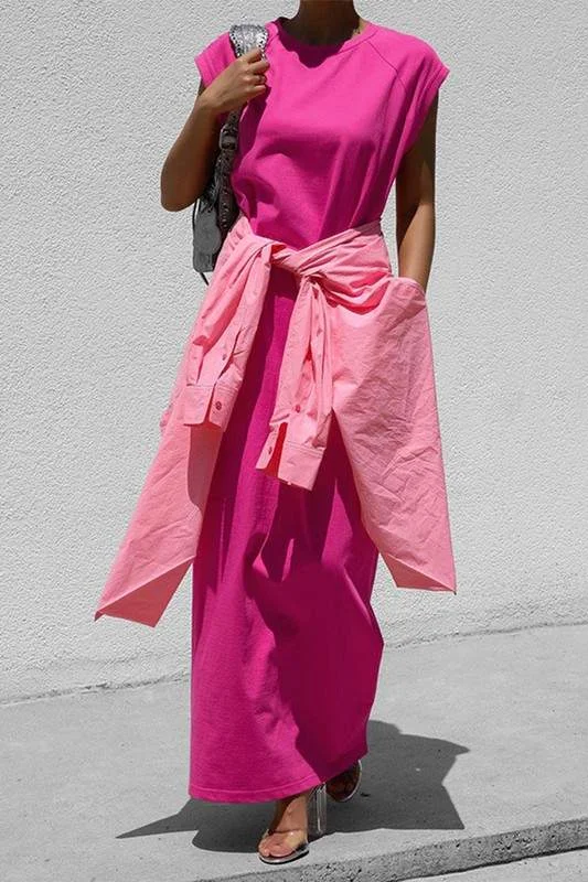 CAP SLEEVES MAXI DRESS Stylish One-Shoulder Maxi Dress