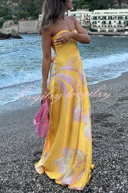 Catalina Island Satin Floral Print Twist Bust Halter Maxi Dress Cozy Ruffle Sleeve Maxi Dress Catalina Island Satin Floral Print Twist Bust Halter Maxi Dress Cozy Ruffle Sleeve Maxi Dress