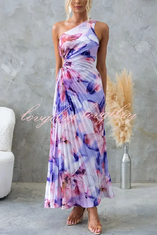 Laken Floral Print One Shoulder Adjustable Tie Cutout Pleated Maxi Dress Classic Tulle Maxi Dress Laken Floral Print One Shoulder Adjustable Tie Cutout Pleated Maxi Dress Classic Tulle Maxi Dress