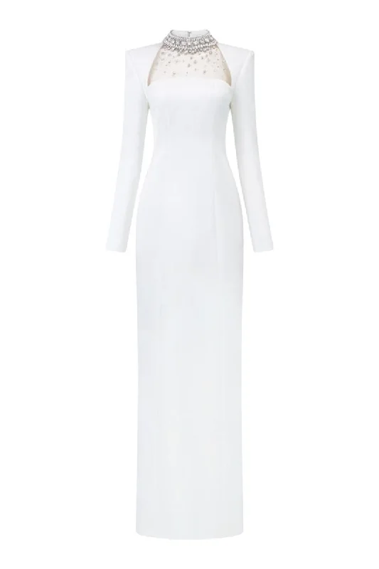 DIANA TAFFETA CUT-OUT MAXI DRESS Fashionable Open-Back Maxi Dress