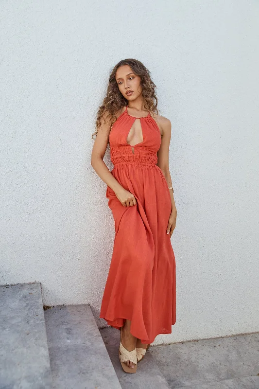 Feeling Spicy Maxi Dress Red Elegant Silk Maxi Dress