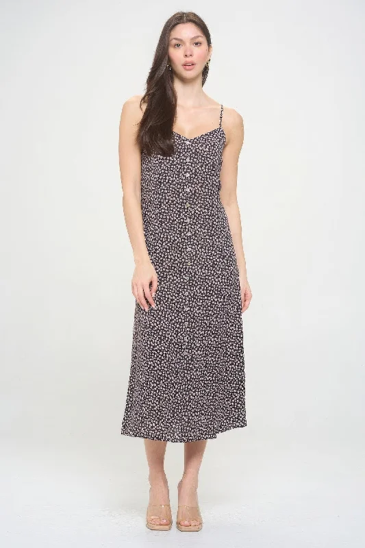 Floral Button Down Tied Back Maxi Dress Comfortable Ruffle Maxi Dress