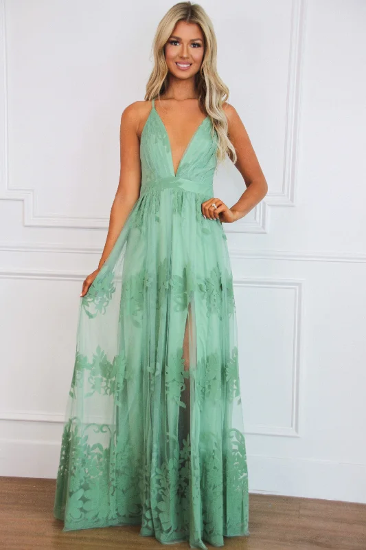 Here Comes the Bride Maxi Dress: Sage Chic Summer Floral Maxi Dress